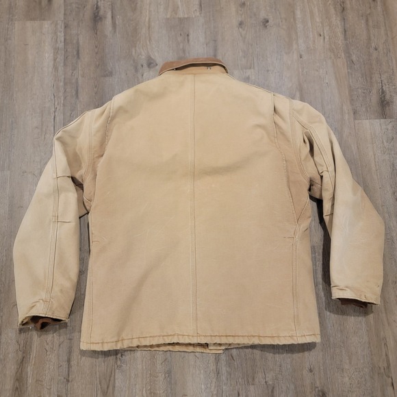 Carhartt Chore Jacket Mens 48 Regular Tan Quilted Line Full Zip Canvas Grunge - Picture 3 of 12